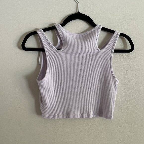 American Eagle Women M Lilac Ribbed Casual Cutout Shoulder Cropped Tank Top NWT - Picture 10 of 10